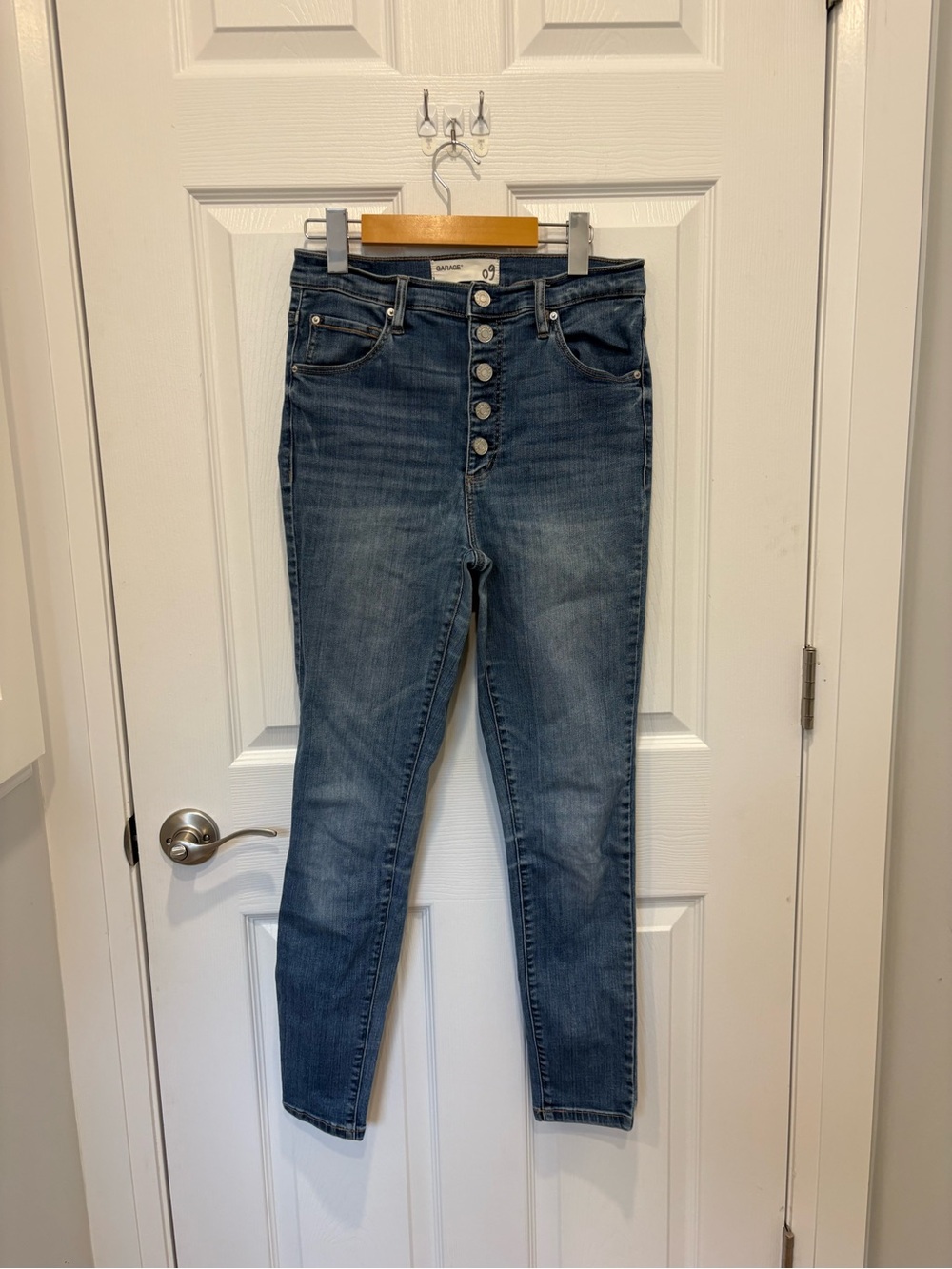 Garage High-Rise Button-Fly Women's Skinny Jeans - Blue #1208
